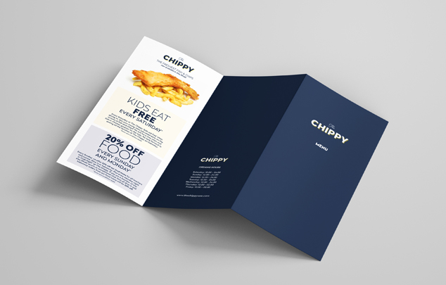 The Chippy takeaway menu - Romilly - Rom Bean graphic design in Skipton